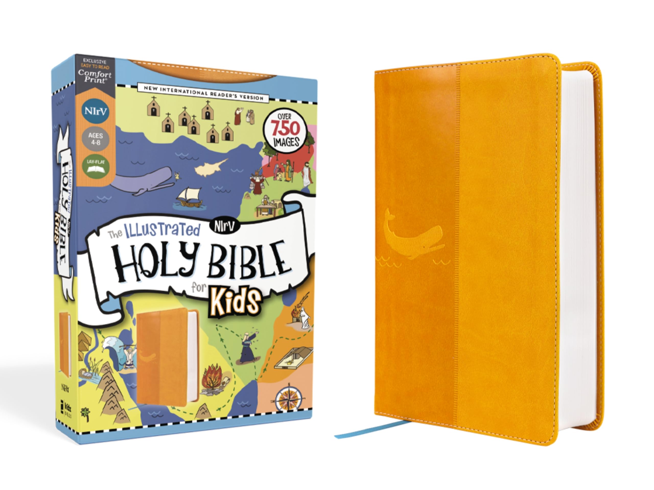 NIrV, The Illustrated Holy Bible for Kids, Leathersoft, Yellow